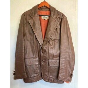 VTG Abacus Leather Jacket Mens Sz 40 Brown Motorcycle Biker 70s Retro‎